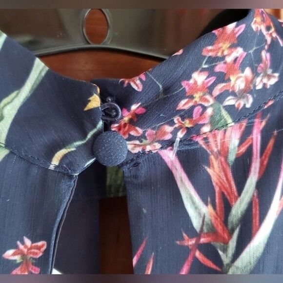 NWT Marchesa Notte Floral Print Cold Shoulder Ruffle Midi Dress - Picture 10 of 12